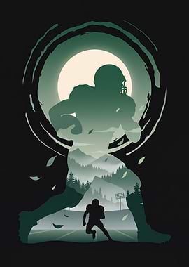 American Football Player Silhouette Landscape