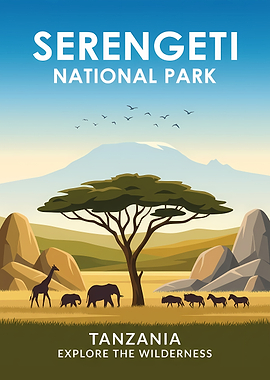 Serengeti National Park Vintage Poster