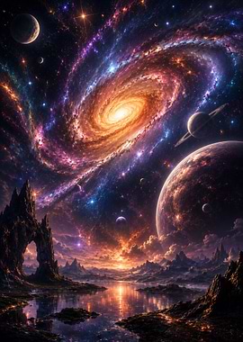 Cosmic Landscape with Galaxy and Planets