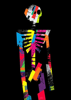 Colorful Abstract Skeleton Illustration