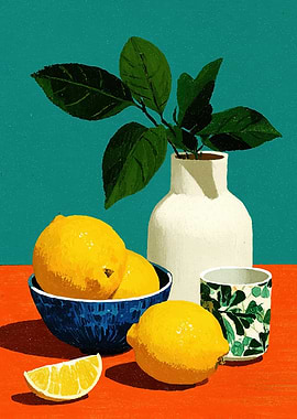 Still Life with Lemons and Leaves
