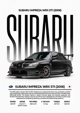striking subaru impreza wrx sti 2006 car Poster