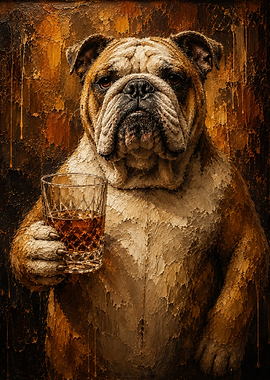 Bulldog with a Drink