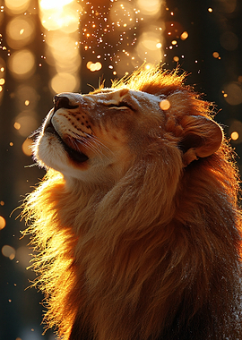 Lion in Golden Sunlight