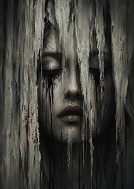 Gothic Portrait of a Crying Woman