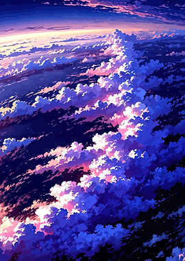 Anime Sky Clouds at Sunset