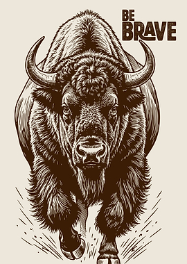 Brave Bison Charging Forward