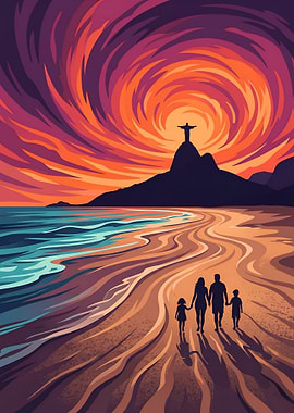 Sunset Family Stroll in Rio de Janeiro