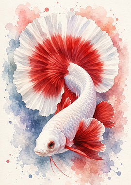 Watercolor Betta Fish Painting
