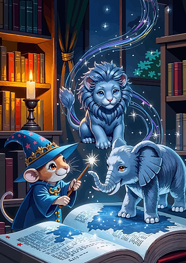 Magical Creatures Reading a Spellbook