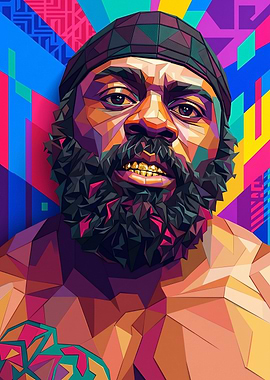 Geometric Portrait of a Man with Beard