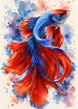 Betta Fish Watercolor Painting