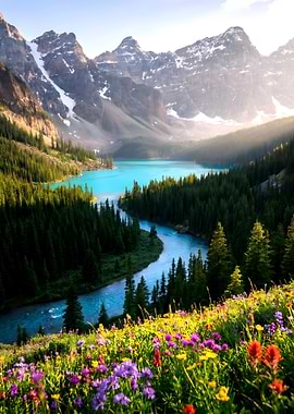 Turquoise Lake and Wildflowers