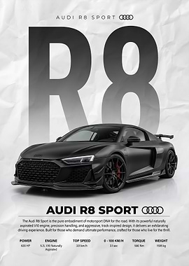 sleek black audi r8 sport Car Poster