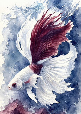 Betta Fish Watercolor Painting