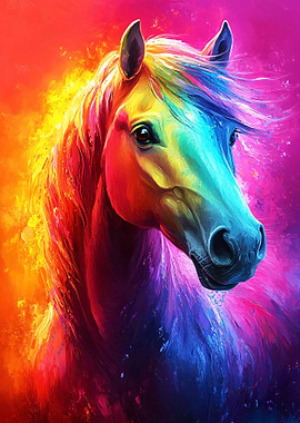 Rainbow Horse Portrait