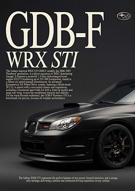 striking black subaru impreza wrx sti car poster