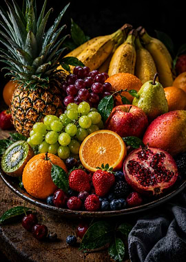 Vibrant Assortment of Fresh Wet Fruits