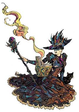 Witch with Staff and Book