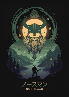 Viking Warrior in a Mystical Landscape