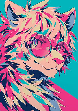 Stylized Tiger with Glasses