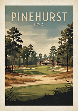 Pinehurst No. 2 Golf Course Vintage Poster