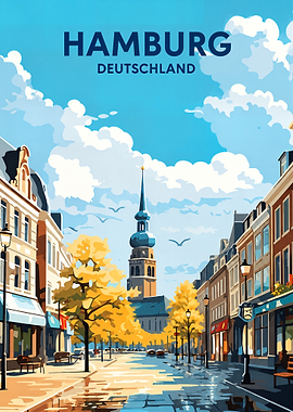 Hamburg Deutschland Vintage Poster