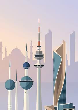 Kuwait City Skyline Illustration