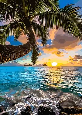 Tropical Sunset Over the Ocean