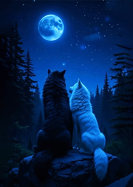 Wolves under the full moon