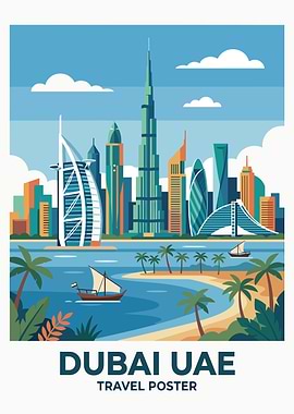 Dubai UAE Travel Poster