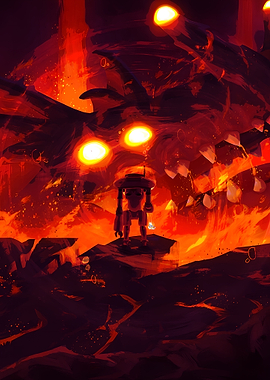 Robot in a Fiery Landscape