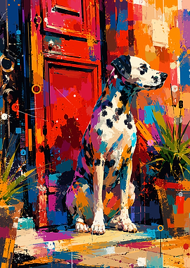 Dalmatian Dog in Abstract Art Style