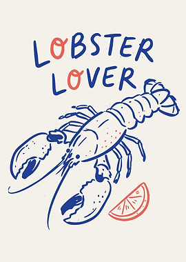 Lobster Lover Vintage Seafood Wall Art Poster Coastal Kitchen Decor Print