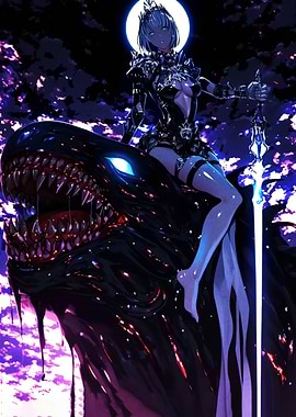 Dark Queen Riding a Dragon