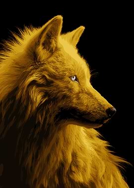 Golden Wolf Portrait