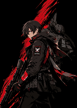86 Anime Soldier with Rifle and Mech