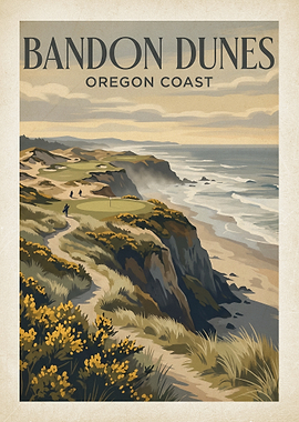 Bandon Dunes Oregon Coast Golf Poster