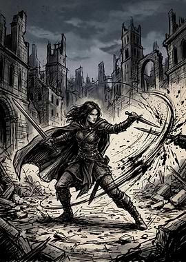 Warrior in Ruined City