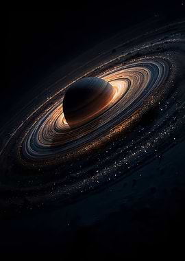 Saturn with glowing rings
