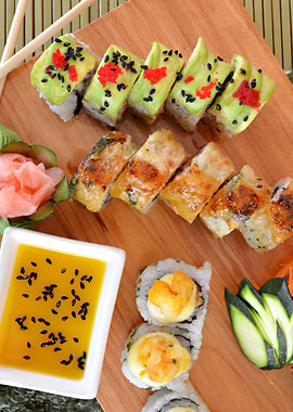 Assortment of Sushi Rolls