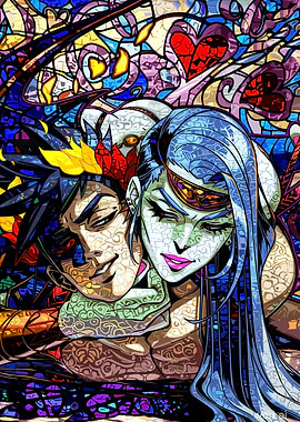 Hades and Persephone Stained Glass Art