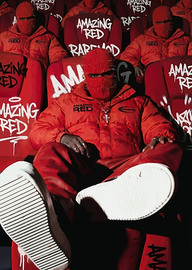 Man in Red Balaclava and Puffer Jacket