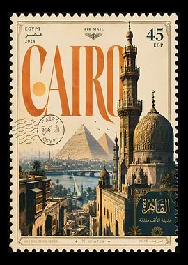 Vintage Cairo stamp