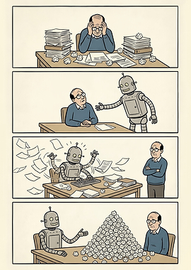Robot Ai Trying Help Man