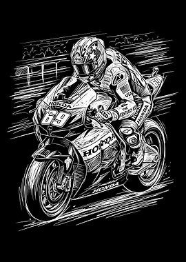 Motorcycle Racer Number 69