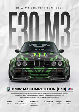 monster bmw m3 competition e30 Poster