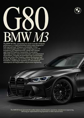 A sleek bmw m3 g80 sports poster