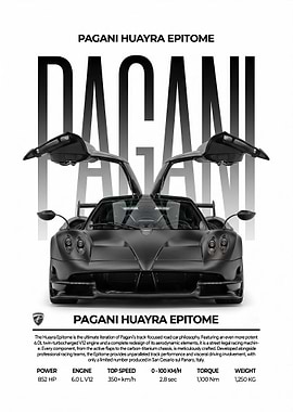 striking black Pagani Huayra Epitome Poster
