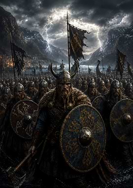 Viking Army in a Stormy Landscape
